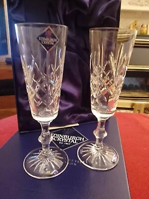 £20 • Buy EDINBURGH CRYSTAL CHAMPAGNE FLUTES PROSECCO Anniversary Wedding Gift, Boxed