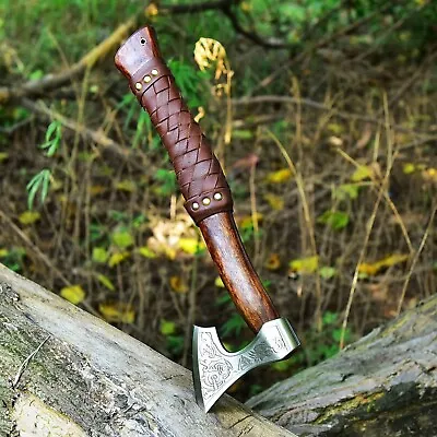 Viking Hand Forged 1095 High Carbon Steel Blade Tomahawkhatchetcombat Axe • $46