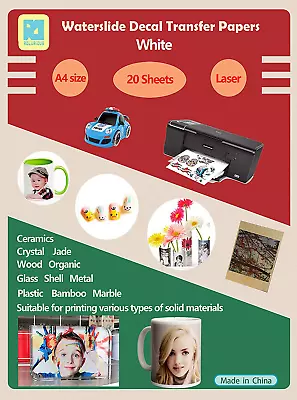 £25.40 • Buy 20 Sheets DIY A4 Laser Water Slide Decal Paper Transfer Paper Sheets White Type