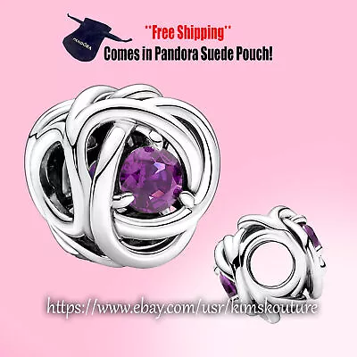 Authentic Sterling Silver February Purple Eternity Circle 790065C02 Charm • $29.50