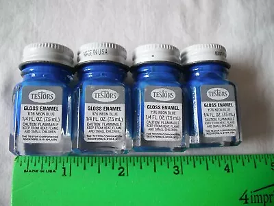 Lot Of 4 Testors 1176 Neon Blue 1/4 Fl Oz 7.4ml Gloss Enamel Color Model Paint • $9.99