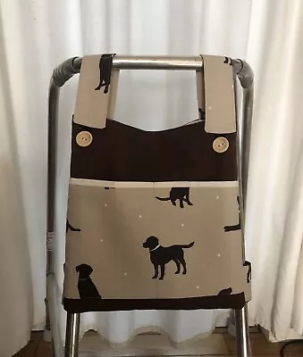 Bag For Walking Frame/zimmer Frame Cotton Fabric 3 Pockets Brown/ Dogs • £13