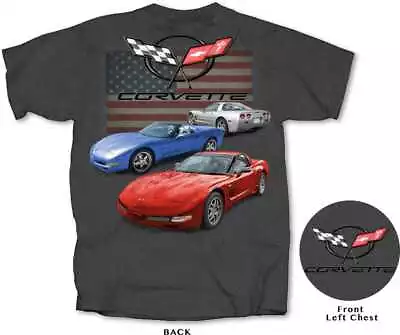 C5 Corvettes American Flag Men's Dark Heather Gray Tee Shirt Corvette Cv5vf • $24.99