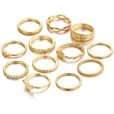 12Pcs Vintage Goldton Boho Midi Finger Knuckle Rings Fashion Women Jewelry Ku Ue • $3.59