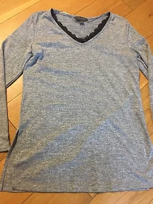 $11.22 • Buy Primark Grey Black Lace V Shape Top Size M. 10-12