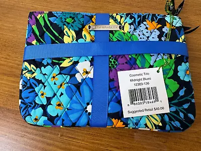 VERA BRADLEY Cosmetic Trio MIDNIGHT BLUES 3 Make-Up Cases Travel NWT #12303-136 • $17.99