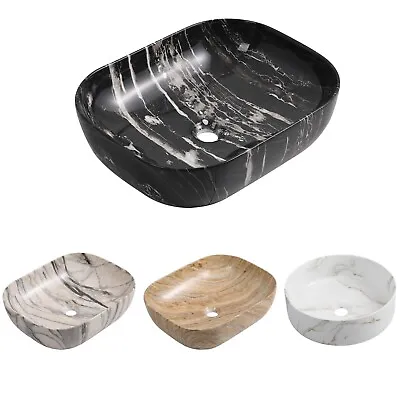 Bathroom Marble Effect  Basin Sink Round/Oval Countertop Wash Basin Bowl New • £99.99