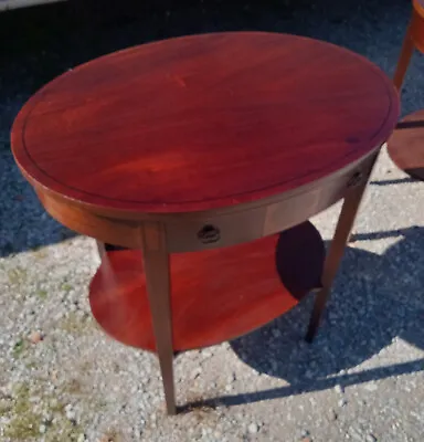 Pair Of Oval Mahogany Mid Century Mersman End Tables / Side Tables  (ET535) • $799