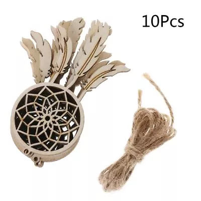 10pcs Laser Cut Wood Dreamcatcher Embellishment Wooden Shape Craft Wedding Decor • £5.46