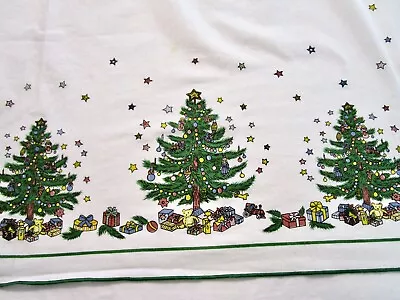 VTG TABLECLOTH CHRISTMAS TREE 64x102 NIKKO TERRISOL TOYS ORNAMENTS • $45