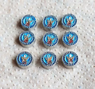 Lot Of 9 Silver Enamel Navy Sheild Floating Charms For Memory Locket Origami Owl • $6.25