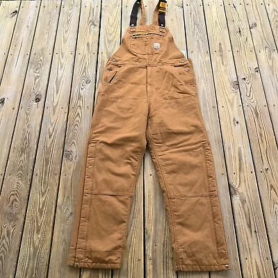 Carhartt Men’s Loose Fit Washed Duck Insulated Bib Overalls Large Tall Brown • $56.11