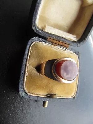 £265 • Buy Georgian 9ct Rose Gold Mourning Ring Carnelian Dated 1797 In Fited Ring Box