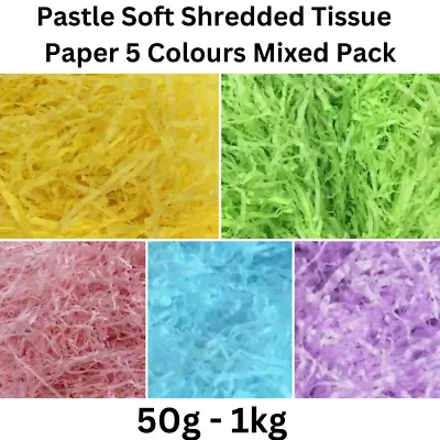 Pastel  5 Coloured Shredded Soft Tissue Paper Wrapping Hampers Gift Boxes Wrap  • £7.99