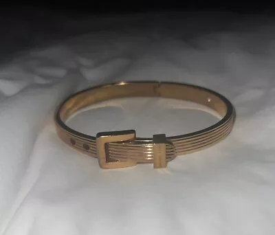 MICHAEL KORS Heritage Rose Gold-Tone Ribbed Buckle Bangle Bracelet (MKJ6196791) • $37