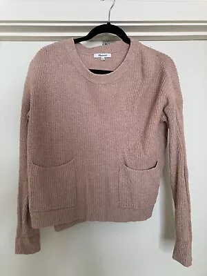 Madewell Pink Patch Pocket Pullover Knit Sweater Size Small • $19.95