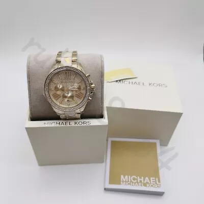 Michael Kors MK6157 Wren Gold Tone Crystal Pave Chronograph Quartz Women's Watch • $110