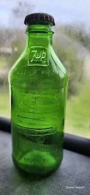 RARE!! Vintage  7UP SODA POP Embossed Glass 10 Oz Bottle-1970S W/ Original Cap!  • $11