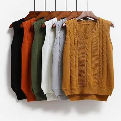 $14.03 • Buy Women Knit Waistcoat Gilet Tank V Neck Sleeveless Sweater Vest Pullover Coat Top