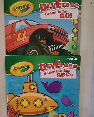 $19.95 • Buy Crayola DRY ERASE PreK-K LOT OF 2 Books~ GREEN IS FOR GO! & UNDER THE SEA ABC~ 
