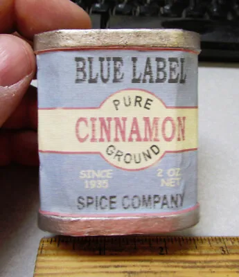Vintage Unusual REPRODUCTION Spice Tin Empty Blue Label Aluminum Tin Decor • $5.99