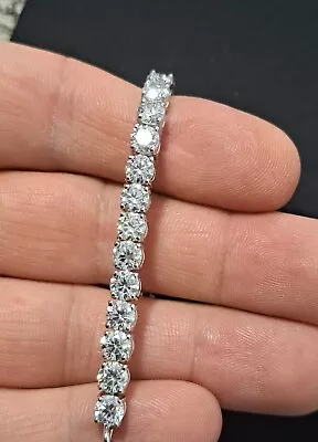 *stunning* 12 Ctw Near White Moissanite Tennis Bracelet 7” 925 Silver • $195