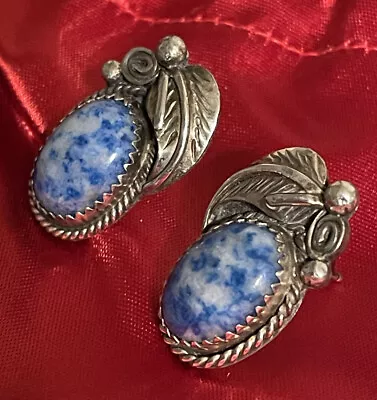 Vintage Blue Lapis Sterling Studded Earrings • $39.99