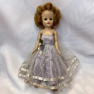 Vintage Vogue Jill Doll Red Hair Blue Eyes Sparkly Dress Purple Flowers 10” • $40