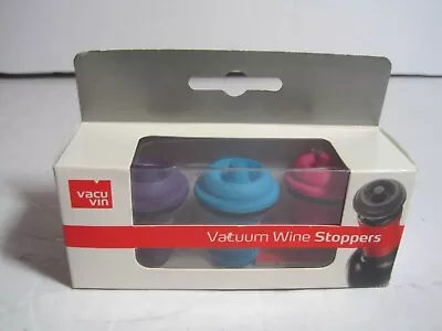 NEW Vacu Vin Wine Saver Vacuum Stoppers Set Of 3– Blue/Pink/Purple • $13.99