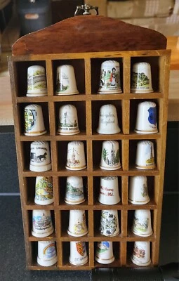 £14.99 • Buy Set Of 24 Porcelain Thimbles In Cabinet