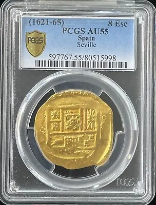 Spain: Philip IV Gold Cob 8 Escudos ND (1621-65) AU55 PCGS • $25000