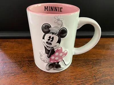 Disney Minnie Mouse Jerry Leigh 3D Embossed White  Pink Coffee Tea Mug 4 1/2  • $9