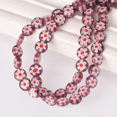 Flat Round Millefiori Lampwork Glass 6mm 8mm 10mm 12mm Beads For Jewelry Making • £4.43