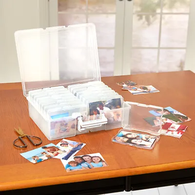 Photo Storage Box For 1600 Pictures Clear Organizer Acid-Free Cases Keeper Pics • $29.77