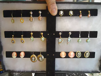 Vtg Mix Color Style Cameo Earring Lot Some GP • $8