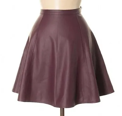 Lauren Conrad Fake Leather Size 10 Flare A Line Skirt PURPLE READ • $15.99