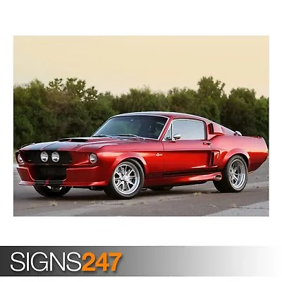 SHELBY MUSTANG GT500CR 1967 (AE215) CLASSIC CAR POSTER - Photo Poster Print Art • £3.95