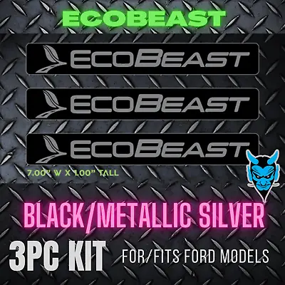 3 FORD ECOBEAST Decal Emblem Overlays FITS/FOR 2011-2014 F150 BLACK GRAY • $14.99