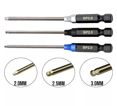 Powerhobby RC Ball End Hex Driver Tip 1/4  Power Tool Set Metric 2.0 2.5 3.0mm • $19.95