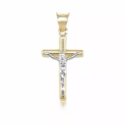 14K Yellow White Gold Crucifix Cross Pendant - Jesus Necklace Charm Women Men • $73.29