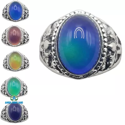 Vintage Men And Women Silver Mood Ring Feeling Temperature Color Changeable Ring • $12.99