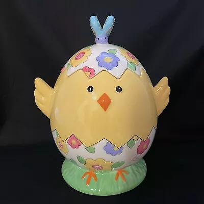 Cracker Barrel Chick Easter Egg Large 12  Tall Cookie Jar With Butterfly Top • $25.99