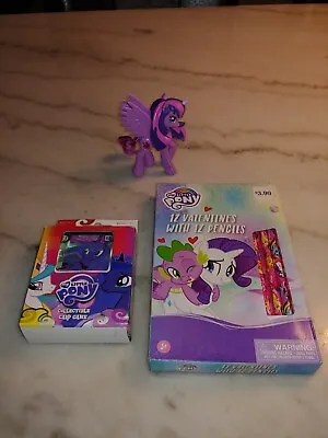 My Little Pony 12 Valentine Cards With Pencils + Card Game And FIGURE!*  • $12