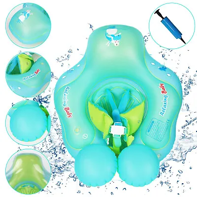 Baby Floating Swim Ring Inflatable Infant Toddler Pool Safety Seat Belt W/ Pump • £10.90