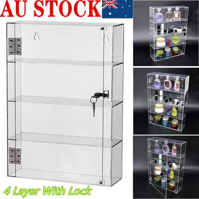 4-Layer Acrylic Counter Display Case Large Locking Cabinet With Door Shelf AU • $127.32