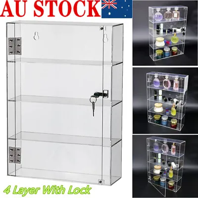 $171 • Buy 4 Layer Acrylic Counter Display Case Large Locking Cabinet With Shelf Option AU