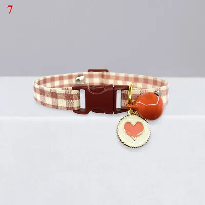 Cute Plaid Print Adjustable Bell Pet Collar Cat Small Dog Kitten Puppy Colourful • £3.82