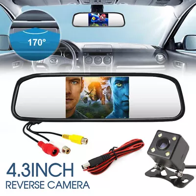 Reverse Camera Night Reversing Camera Rear View Mirror Kit Waterproof HD Monitor • $27.19