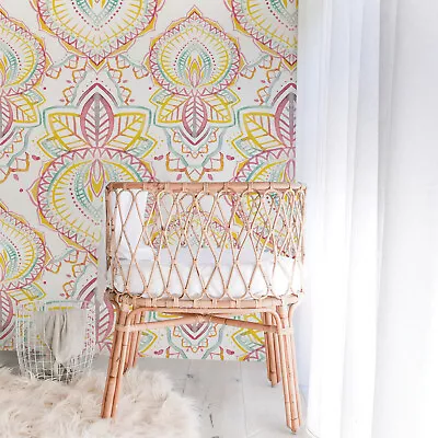 £233.29 • Buy Colorful Indian Pattern Watercolor Abstract Removable Wallpaper Wall Mural