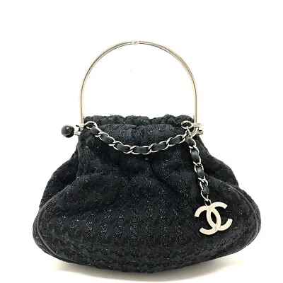 CHANEL With CC Coco Charm Hardware Handle Tweed Bag Hand Bag • $1200